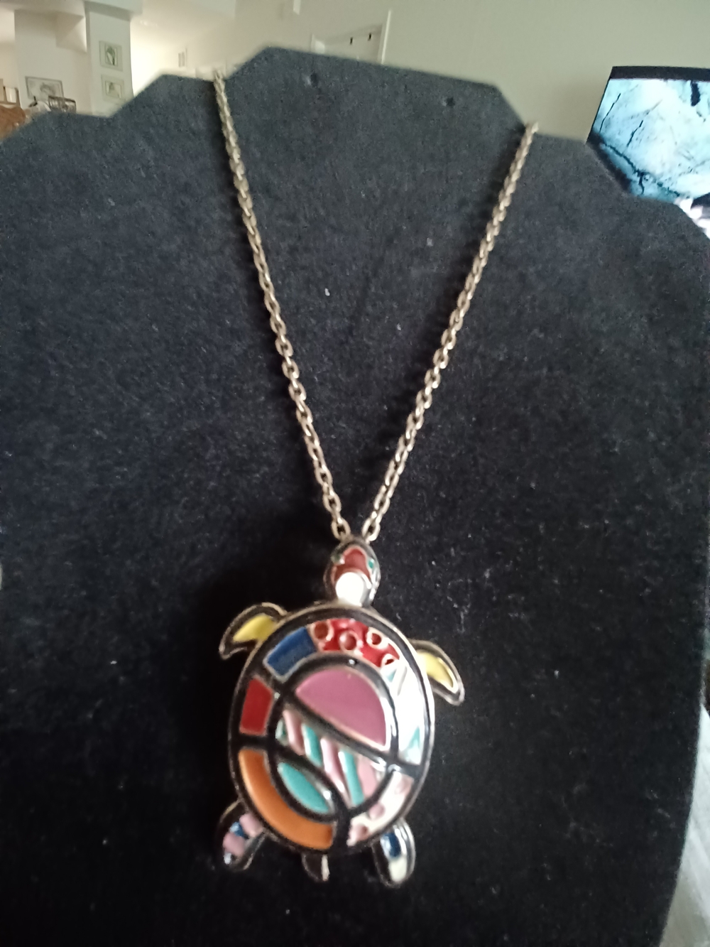 Colorful Turtle Pendant Necklace - Multicolor Enamel Turtle Jewelry